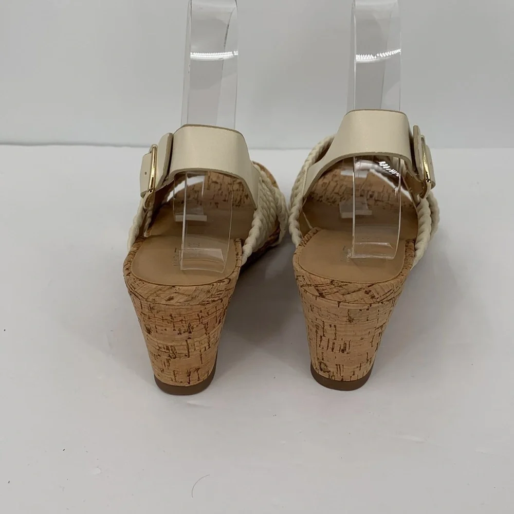 Market & Spruce Jayna cork wedge sandals cream criss cross strap shoe new 8.5